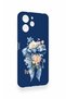 Redmi 12 Compatible Blue Ribbon Flower Pattern Silicone Case - 3
