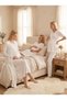 New Season Ecru Summer Double-Breasted Collar Short Sleeve Design 100% Cotton Maternity Dressing Gown Nightgown Pajama Set 4-Piece Set - 8