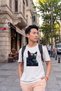 Unisex Oversize Black Cat and Chameleon Printed White T-Shirt Cotton Casual T-Shirt - 2