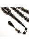 Yusr Rosary 33 Beads 13mm Black Prayer Beads 76.5g Silver Swirl Inlay with Bronze Medallion Tassel - 2