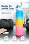 Gradient Water Bottle | 1L Motivational Tritan Plastic Sports Bottle With Time Marker - 3