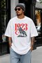 1923 Wolf and Crescent Printed Oversize T-Shirt, Very Wide Fit Loose Cut 100% Cotton Combed Single Jersey Dtf Printed Unisex Black and White T-Shirt - 5