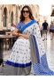 Blue Pure Cotton Printed Saree - FFT7375 | Blue - 2
