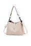 PU Leather Handbag Large Capacity Shoulder Bag for Women Beige - 8