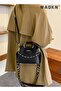 Women's Large-capacity Chain Shoulder Bag, Ladies Versatile Solid Color Bucket Bag Crossbody Bag - 2