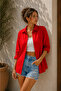 Women's Oversize Linen Textured Long Loose Shirt