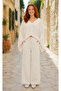 Muslin Bat Sleeve Crop Blouse and Wide Leg Pants Set - 3