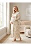 New Season Green Patterned Design with Breastfeeding Feature Short Sleeve 100% Cotton Full Length Maternity Nightgown Set - 8