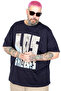 Mode XL Large Size T-Shirt with Bis Collar Los Angeles U26117 Dark Blue - 3