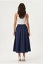 Women's Premium Parachute Non-See-Through Fabric Midi Skirt with Pockets and Elastic Waist El-3950 - 7