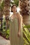 Khaki Adjustable Strap Long Linen Dress - 3317 - 3
