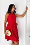 Women's Ecru Halter Neck Layered Mini Dress with Belt - 2