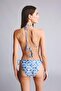 Regular Fit Patterned Glitter Fabric Sax Blue Bikini Bottom H1090Ax26Sm - 5