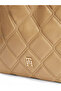 Women's Quilted Patterned Faux Leather Light Brown Shoulder Bag with Magnetic Closure - 3