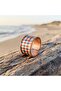 Copper Blue Red Checkered Pattern Wide Form Adjustable Ring - 5