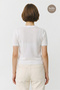 White Thin Knitwear Blouse with Lace Sleeves and Collar - 5