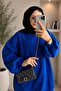 سترة تريكو كبيرة الحجم بنصف الياقة المدورة