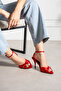 Moneya Satin Ankle Strap Detail Women's Thin Heel Shoes
