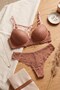 Women's Dusty Rose Cross-Striped Lace Underwire Non-Padded Bra Set - 2