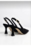 Women's Black Suwetrengimat Pointed Toe Classic Goblet Heeled Shoes Open Back ⁠ - 3