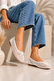 Women's White Bow Detailed Mesh Ballerinas Daily Gift Ballerinas Stc1320 - 3