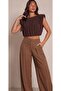 Women's Draped Luxury Collection Padded Sleeveless Stylish Crop Blouse 9418 - 2