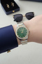 Elegant Design Steel Bracelet Gold / Metallic Green Dial，Women's Wristwatch - 4