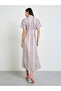 Beige Fitted Waist Striped Shirt Maxi Dress - 4