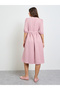 Pink Lace Trim A-Line Midi Dress - 4