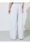 Grey Wide Leg Pants with Elastic Waistband - 4
