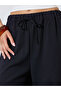 Black Solid Elastic Waist Wide Leg Pants - 4