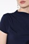Sandy Fabric Degaje Collar Draped Short Sleeve Women's Blouse - 2