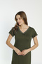 Women's Lace Detailed V-Neck Short Sleeve Combed Cotton Nightgown / Plus Size - 4