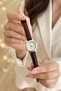 Leny Women's Wristwatch Burgundy Leather Look Thin Band Gold Case White Dial Minimal Quartz Elegant Women's Watch - 4