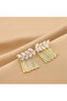 Gold Color Zircon Stone Tassel Dangle Earrings - 4