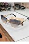 Rimless Women's Sunglasses - Gold & Gradient Blue Coffee Cat Eye