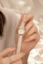 Leny Women's Wristwatch Cream Thin Cord Gold Case White Dial Minimal Analog Elegant Casual Women's Watch - 6