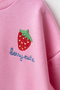 Baby Girl Top and Bottom Set with Strawberry Patterned Tights and Embroidery Detail - 4