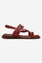 Fabiana Red Genuine Leather Buckle Women's Flip-Flop Sandals - 4