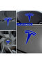 Set of 8 Custom Cut Logo Stickers for Tesla Model Y Steering Wheel Front Rear Rims and Sensors - 3