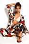Patterned Summer Viscose Kimono Trousers Set Lrn0013 Anthracite Red - 7