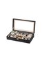 12-Slot Black Leather Watch Box Lockable Watch Storage and Collection Box with Glass Lid - 5