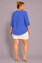 Large Size V-Neck Buttoned Stone Embroidered Capri Sleeve Pocket Thin Women's Shirt - 4