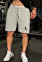Men's Gray Sports Shorts Combed Cotton Fabric Football Player Printed