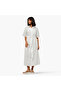 Lapel Collar Midi Cotton Shirt Dress with Tie-Up Belt - 4