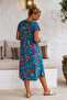 Petrol Green V-Neck Short Sleeve Patterned Casual Viscose Woven Dress 113 64 - 6