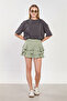 Women's elastic waist ruffled mini skort - olive