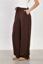 Women's Drawstring Waist Loose Pants - Bitter Brown - 2