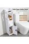 FFD White Waterproof PVC Slim Bathroom Storage Cabinet – Narrow Corner Floor Organizer with Tissue Holder and Shelves - 3