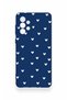 Samsung-A73 Compatible Mini White Heart Navy Blue Patterned Silicone Case - 2